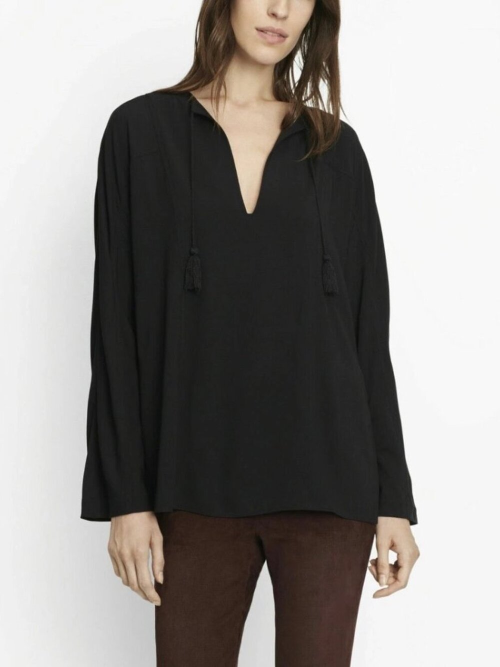 VINCE women's black long-sleeve blouse size XS